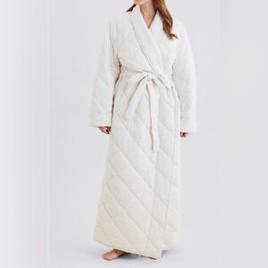 Papinelle NEW Quilted Cotton Maxi Robe in Ecru color Size XL